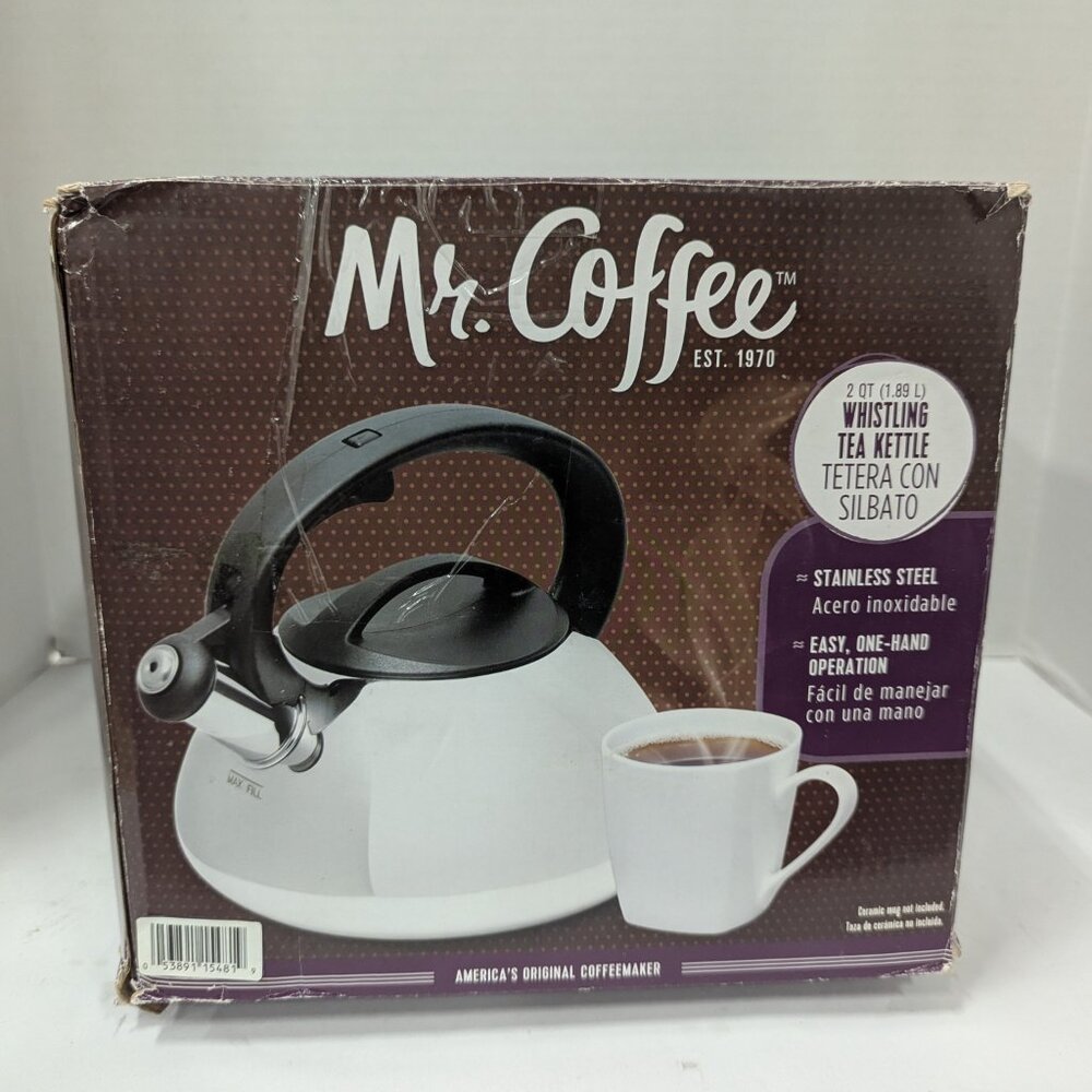 Mr. Coffee Harpwell 2 Qt Stainless Steel Whistling Tea Kettle